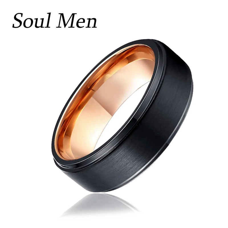 Nuovi Prezzi Personalizzati In Stile Retrò Nero Con Fedi Nuziali In Tungsteno Da Uomo Color Oro Rosa In Euro Migliori Anelli Midi Amicizia