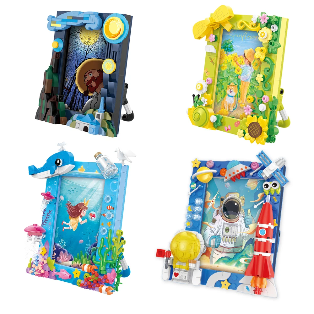 Creativo La Notte Stellata Mini Building Blocks 3D Photo Frame Nanoblock Mini Bricks Desk Decor Model Building Kit Micro Blocks
