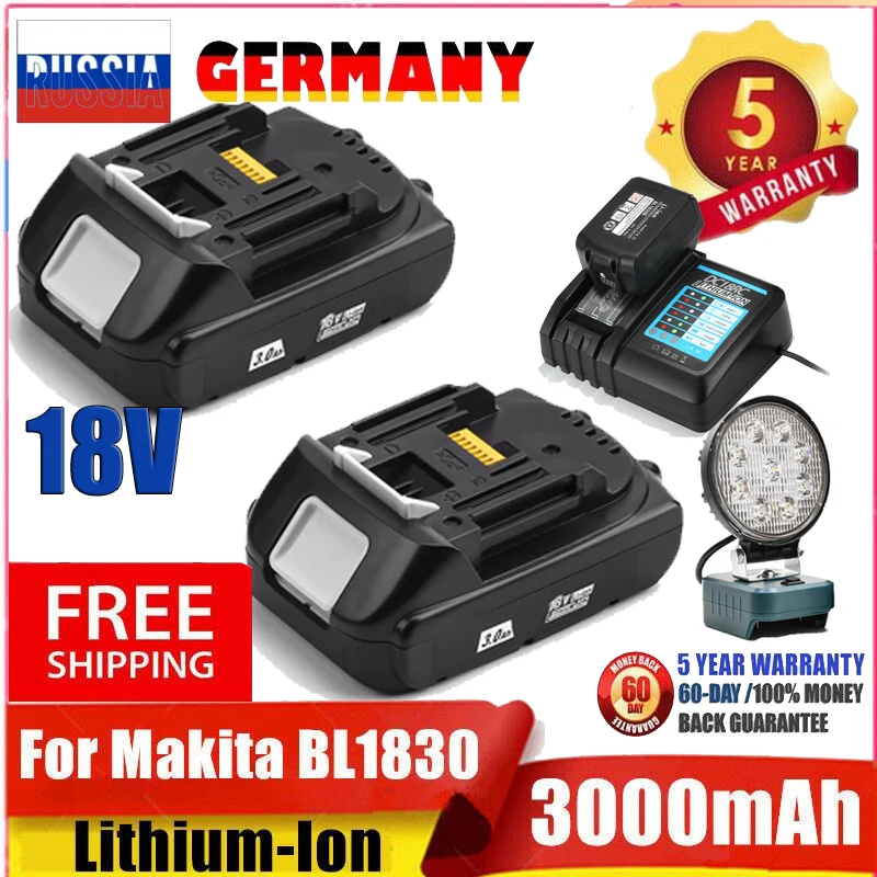 For Makita 18V 3Ah Lxt Li-Ion Replacement Battery Bl1850 Bl1850B Bl1860 Bl1860B Bl1815 Djr183Z Djr185Z Djv180Z Djv181Z Dss610Z
