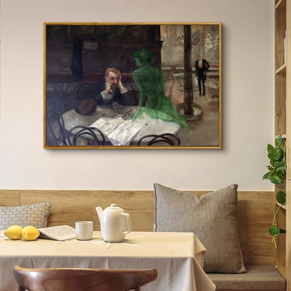 Victor Oliva Il Bevitore Di Assenzio Canvas Painting Cafe Slavia Wall Art Decor Print Poster