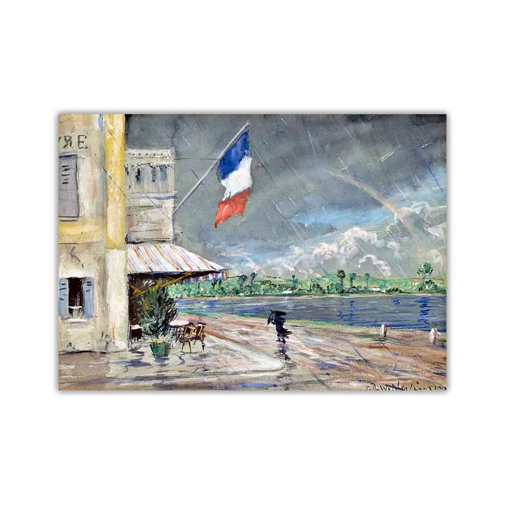 Cristoforo R. W. Nevinson "French Café In The Rain" Canvas Oil Painting Poster Decorativo Wall Picture Decor Home Decoration