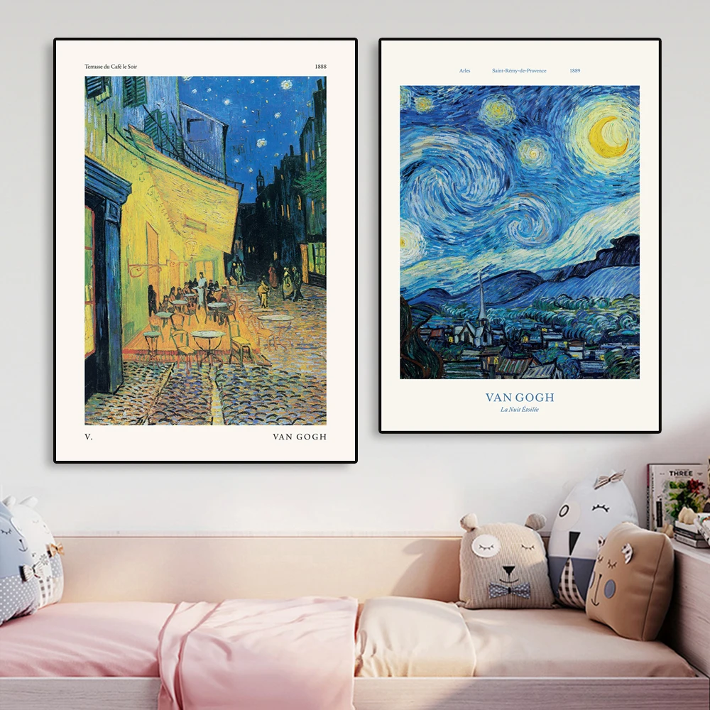 Modern Vincent Van Gogh Poster La Nuit E'Toilet E Prints Terrasse Du Café Le Soir Canvas Painting Home Living Room Wall Art Decor