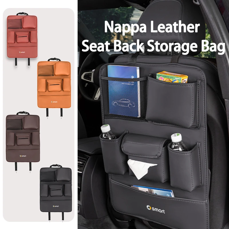 Per Smart Leather Car Seat Back Storage Bag Poggiatesta Hanging Organizer 451 450 Crossblade City Cabrio City-Coupe Roadster