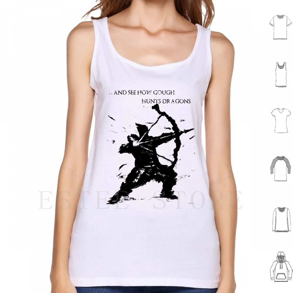 Hawkeye Gough Canotte Gilet Senza Maniche Dark Souls Videogioco Gioco Bow Giant Blind Wood Carve Arrow Dragon Gough Feather