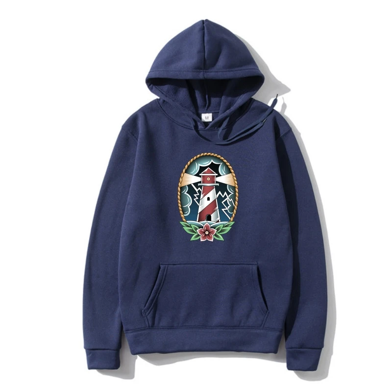 Faro Sweatsweatshir Beacon Roses Tattoo Sailor Sail Sail Capitano Never Sink Leuchtturm