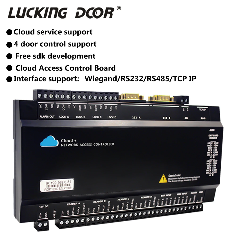 Wan Web Network Door Access Controller Supporta 4 Porte 8 Lettori Di Schede Wiegand Ingresso Allarme Tcp Ip Mqtt Protocollo Http Cloud Server