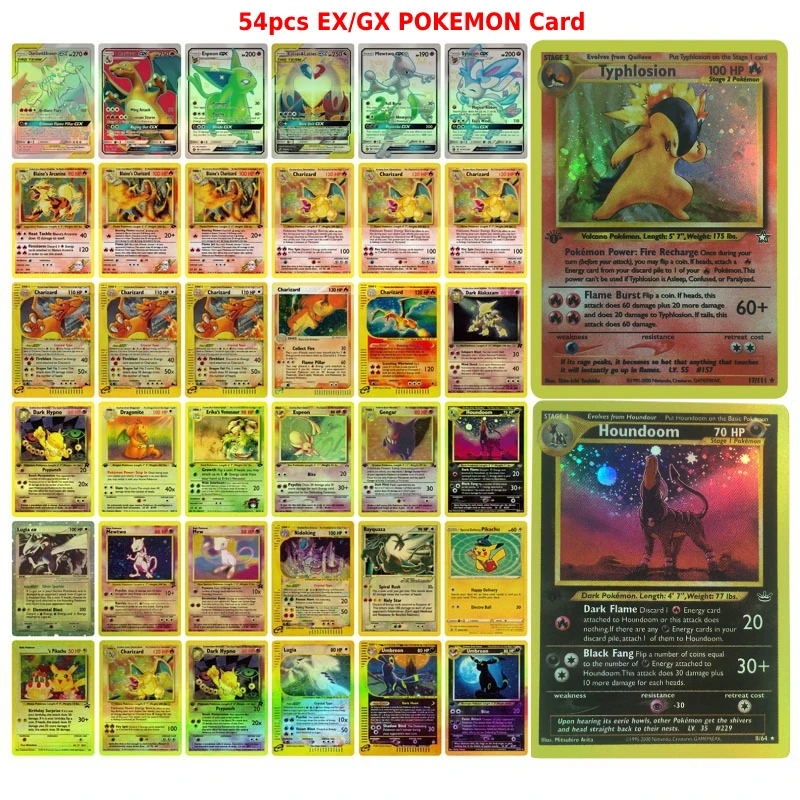 54Pcs Pokemon Cards Gx/Ex Trainer Energy Shining Cards Gioco Inglese Battle Trading Collection Card Giocattoli Per Bambini Regalo