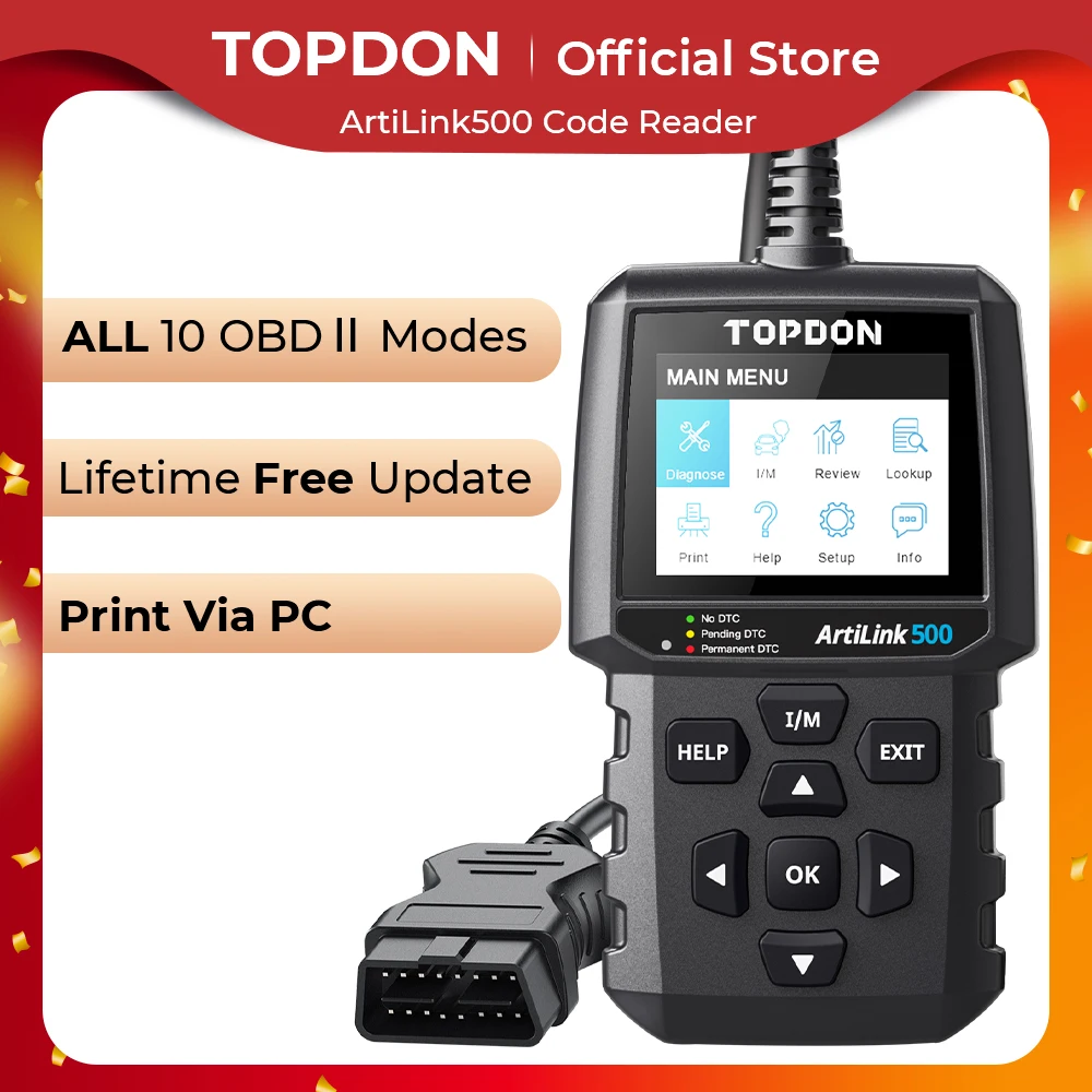 Topdon Al500 Lettore Di Codici Obd2 Scanner Strumento Diagnostico Per Auto Aggiornamento Gratuito Scanner Automobilistico Analizzatore Motore Professi