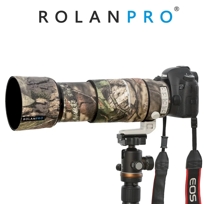 Rolanpro Nylon Camouflage Lens Abbigliamento Parapioggia Per Canon Ef 100-400Mm F4.5-5.6 L Is Ii Usm Lens Sleeve Pistole Abbigliamento Foto