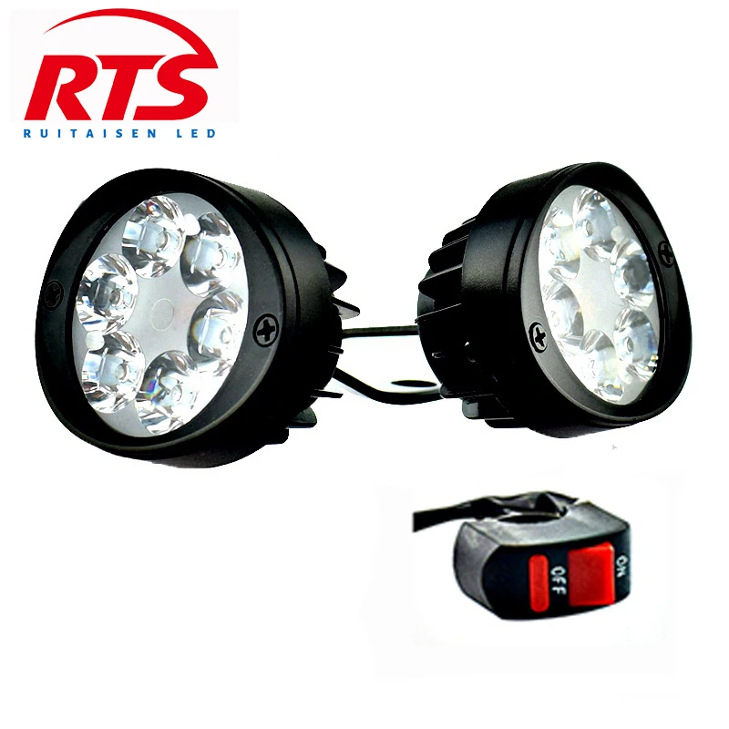Faretti Per Moto Rts 6 Led Fari Ausiliari Ad Alta Luminosità Scooter Lampadine Modificate Impermeabili Con Interruttore Moto