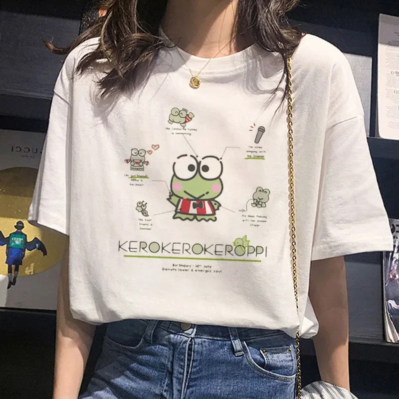 Sanrio Kawaii Hello Kitty T-Shirt Pachacco Keroppi Cartoon Cute Print T-Shirt Manica Corta Studente Casual Allentato Anime Top Gift