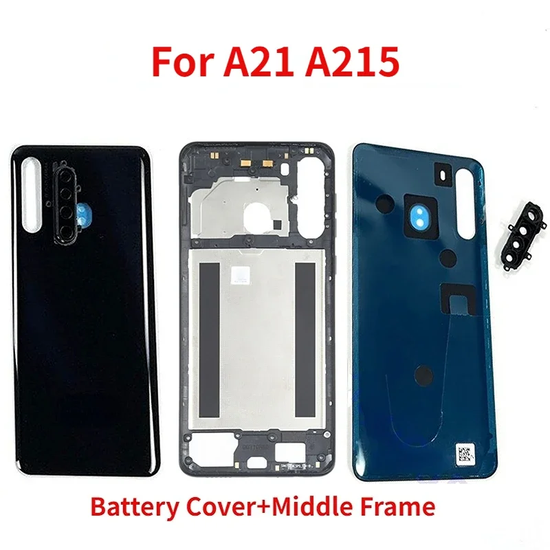 Cover Posteriore Per Samsung Galaxy A21 A215 Sm-A215 Custodia Per Porta Posteriore Custodia Per Batteria Parti Di Riparazione Del Telaio Centrale