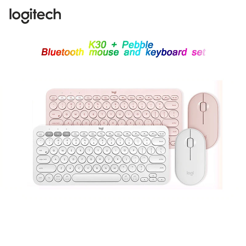 Logitech K380 Tastiera Senza Fili Di Bluetooth E Mouse Set Tastiera Mute Tastiera E Mouse Set K380 Nero + Pebble Nero