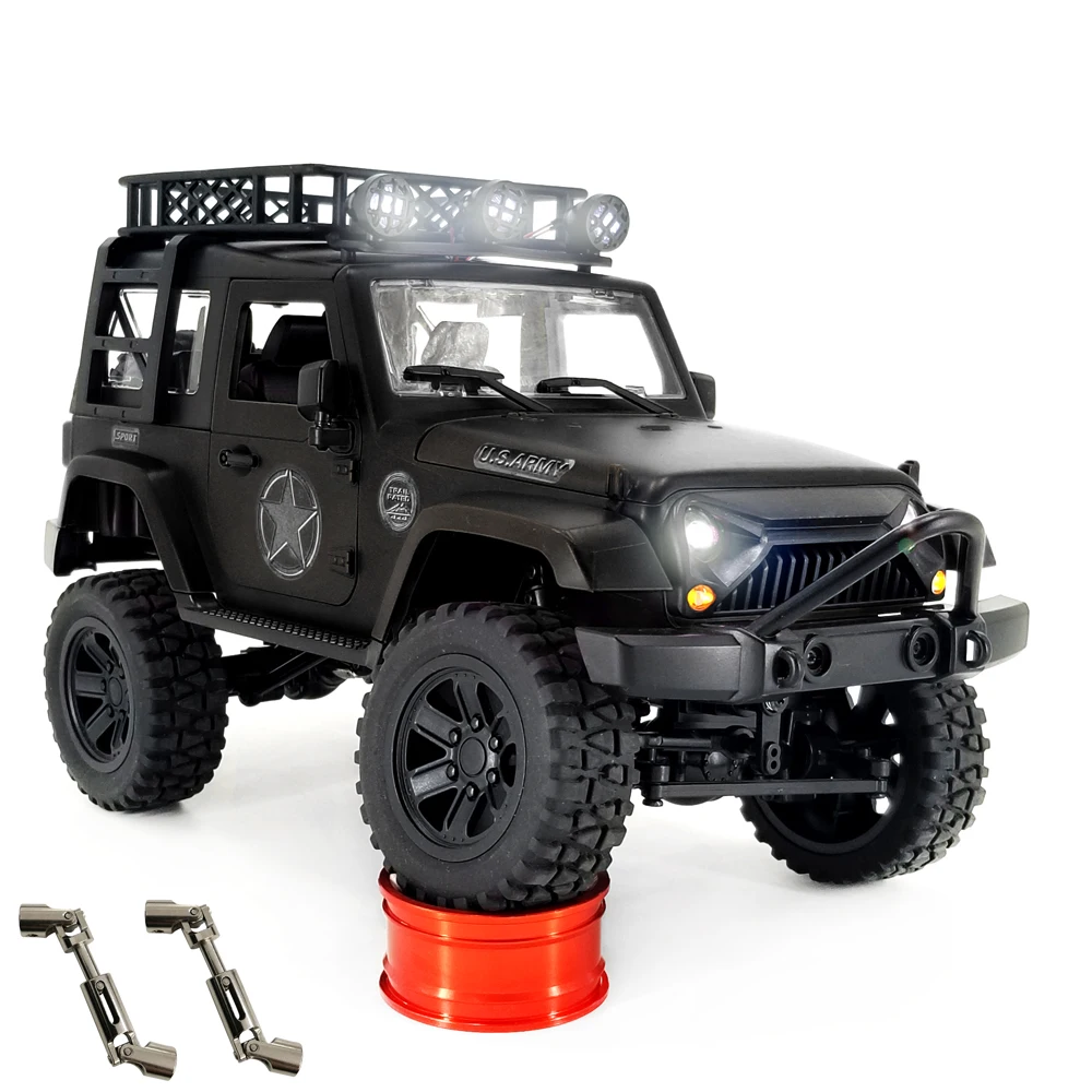 Jmrc 4Wd Semi Jeep Crawler Matte Black Metal Drive Shaft Edition 2.4Ghz Rc Climbing Vehicle Con Led Head-Lighting Rtr
