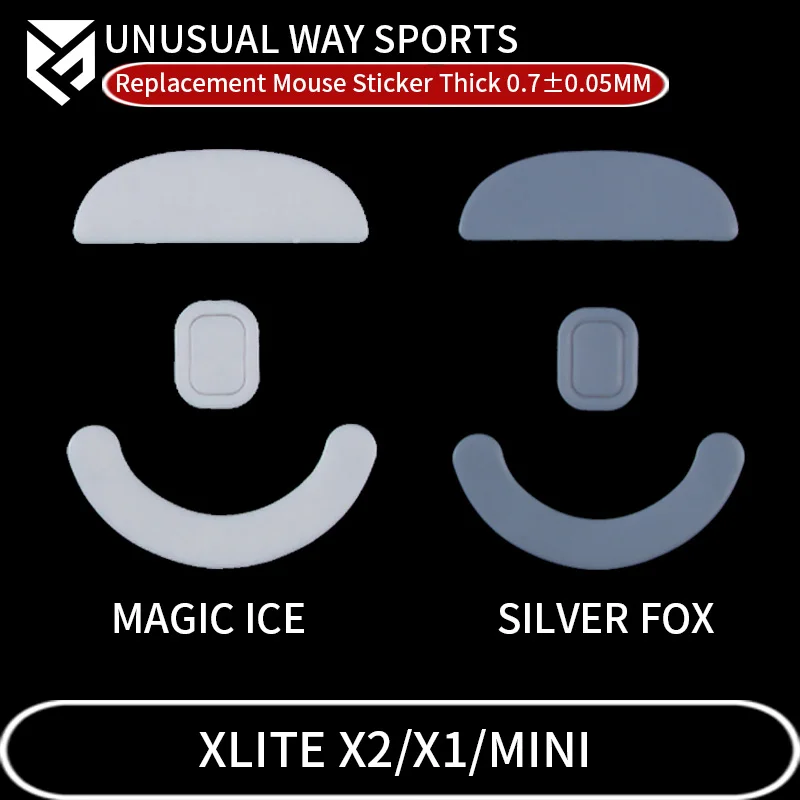 Unusualwaysports Mouse Pattini Piedi Per Pulsar X2 Xlite Mini Glides Curve Edge Silver Fox Magic Ice Version