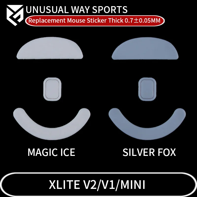 Unusualwaysports Mouse Pattini Piedi Per Pulsar Xlite V1 V2 Mini Glides Curve Edge Magic Ice Silver Fox Version