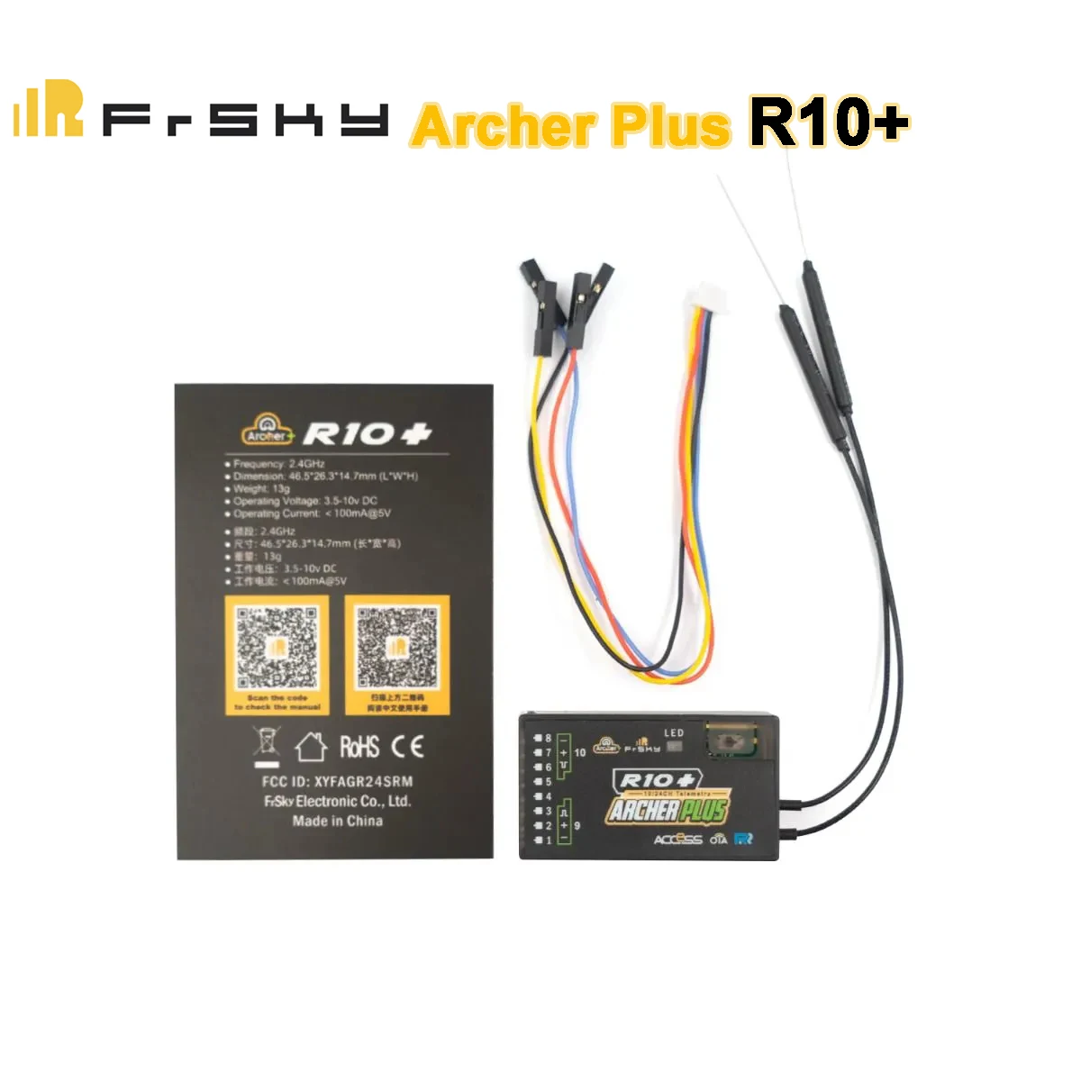 Ricevitore Frsky Archer Plus R10 + Con Accesso E Accesso D16 Dodes Compatibile Con X20 X18 Xe X9Dp X7 X9Lite Xlite Pro Modello Rc