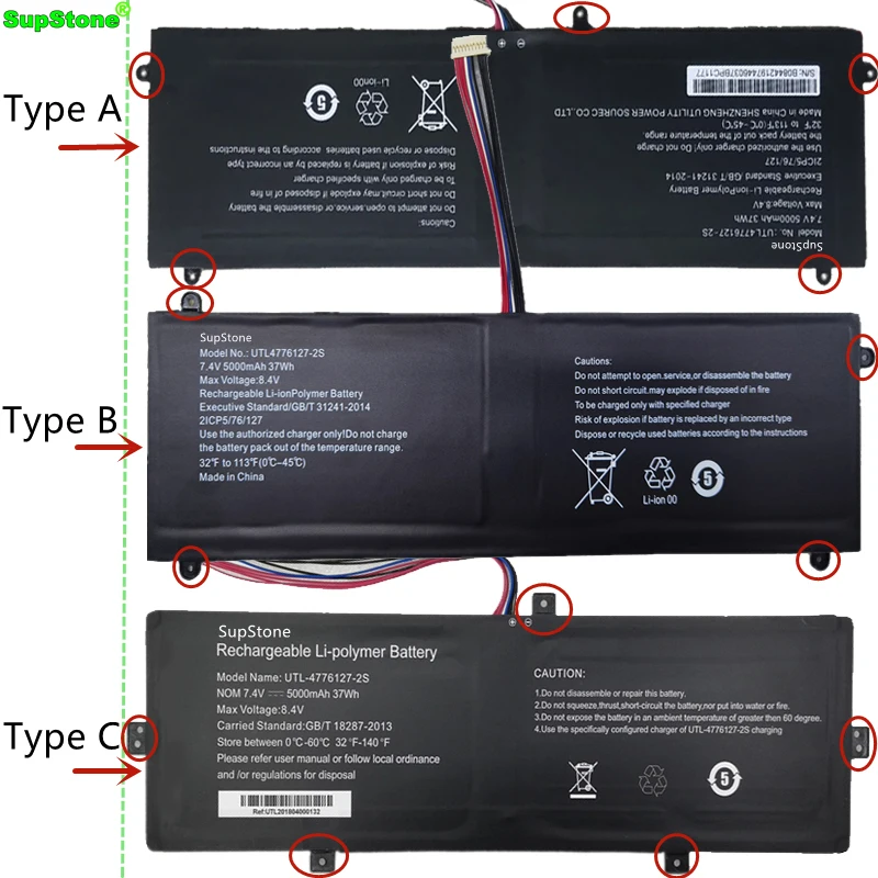 Utl-4776127-2S Nv-4774126-2S Utl3676127-2S Batteria Per Laptop Per Prestigio Smartbook 141 C2,Z142 M-Sb145 Nb244 Nb243 Pc208 Pc209