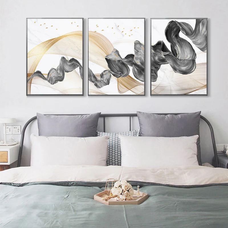 3 Pezzi Oro Grigio Deco Maison Interneur Luxe Wall Art Pittura Etsy Shopify Dropship Decorazioni Per La Casa Tela Pittura Poster Stampe