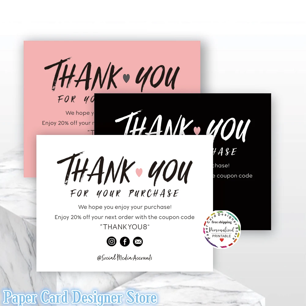 Affari Personalizzati Grazie Inserti Per Ordini Di Carte Etsy Venditore Online Negozio Di Carte Inserti Per Pacchetti Social Media Card/Grandi Dimensi