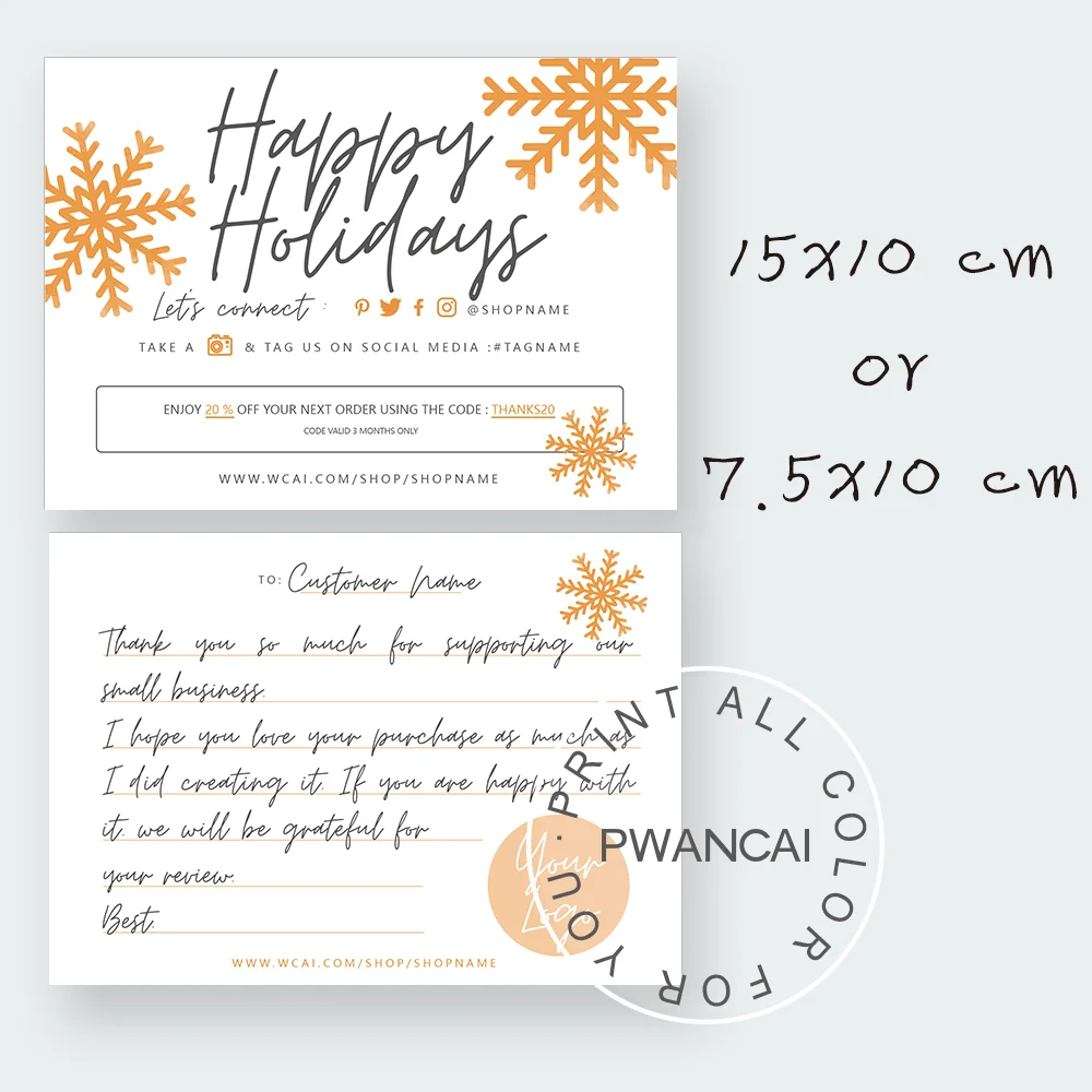 Modello Di Biglietto Di Ringraziamento Per Le Vacanze, Buone Vacanze Etsy Biglietto Di Ringraziamento Per La Nota Dell'Ordine, Grazie Per La Carta Del