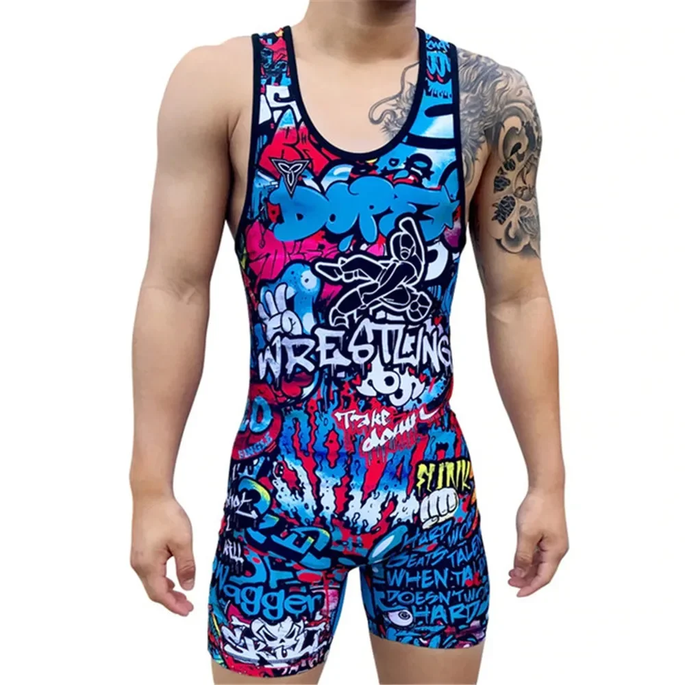Uomo Wrestling Canottiere Skinsuit Body Sport Fitness Abbigliamento Run Speedsuit Powerlift Bretelle Suit Swimwear Gym Collant 2024