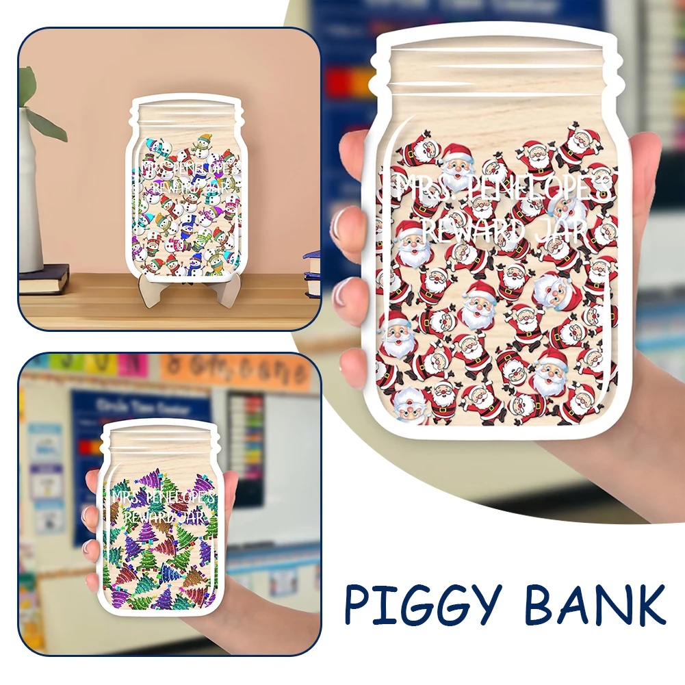 Santa Compositions Stuffe Reward Jar Half Trasparente Coin Storage Tank Per La Camera Da Letto Di Casa