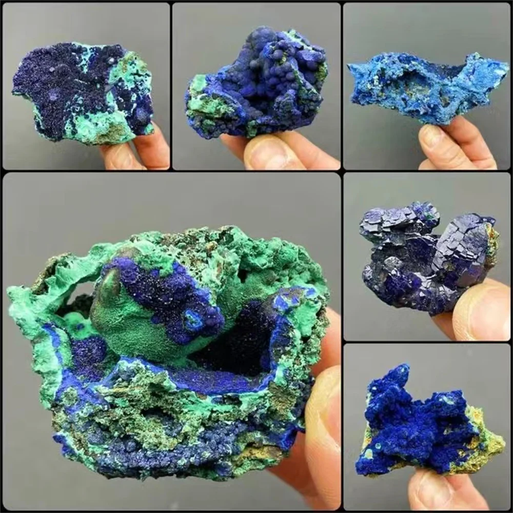 Naturale Azurite Malachite Geode Cristallo Di Quarzo Geode Cluster Campione Minerale Insegnamento Ricerca Reiki Guarigione Pietra Da Collezione