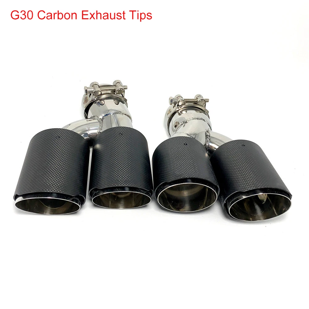 1 Paio Di Terminali Di Scarico Dual Out Punta Del Silenziatore In Fibra Di Carbonio A Forma Di H Per Akrapovic Per Bmw 525I 528I 530I G30 G31 2018 5 S