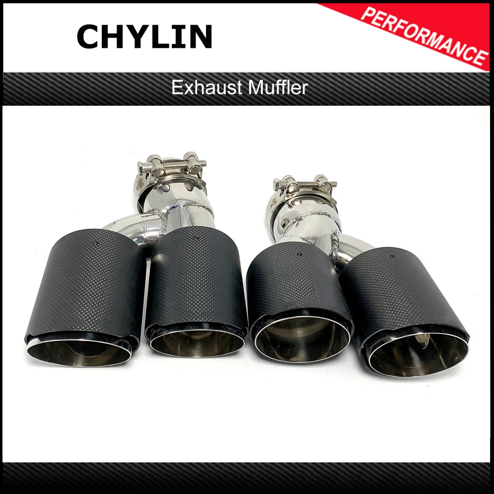 1 Paio Di Terminali Di Scarico Dual Out Punta Del Silenziatore In Fibra Di Carbonio A Forma Di H Per Akrapovic Per Bmw 525I 528I 530I G30 G31 2018 5 S