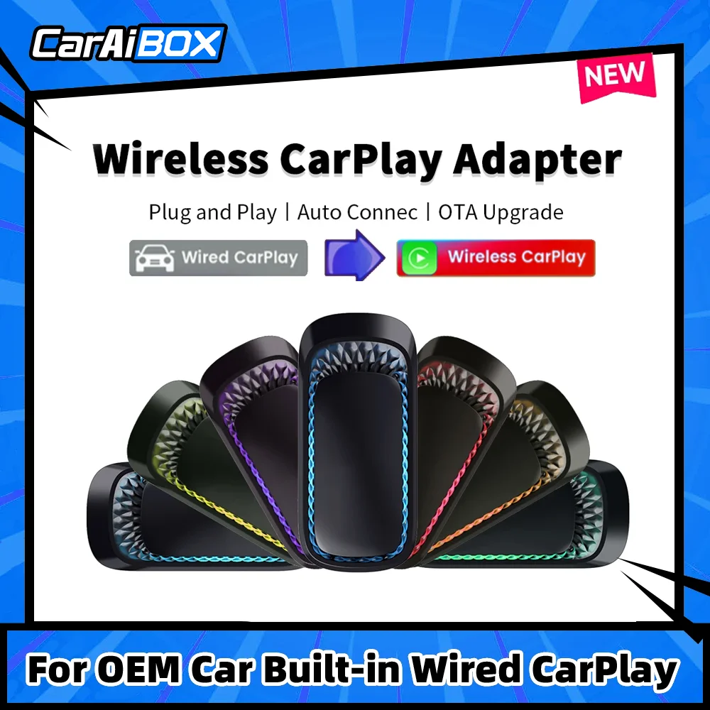 Caraibox Rgb Colorato Wireless Carplay Adapter Carplay Dongle Con Usb Plug And Play Smart Link Phone Automatico