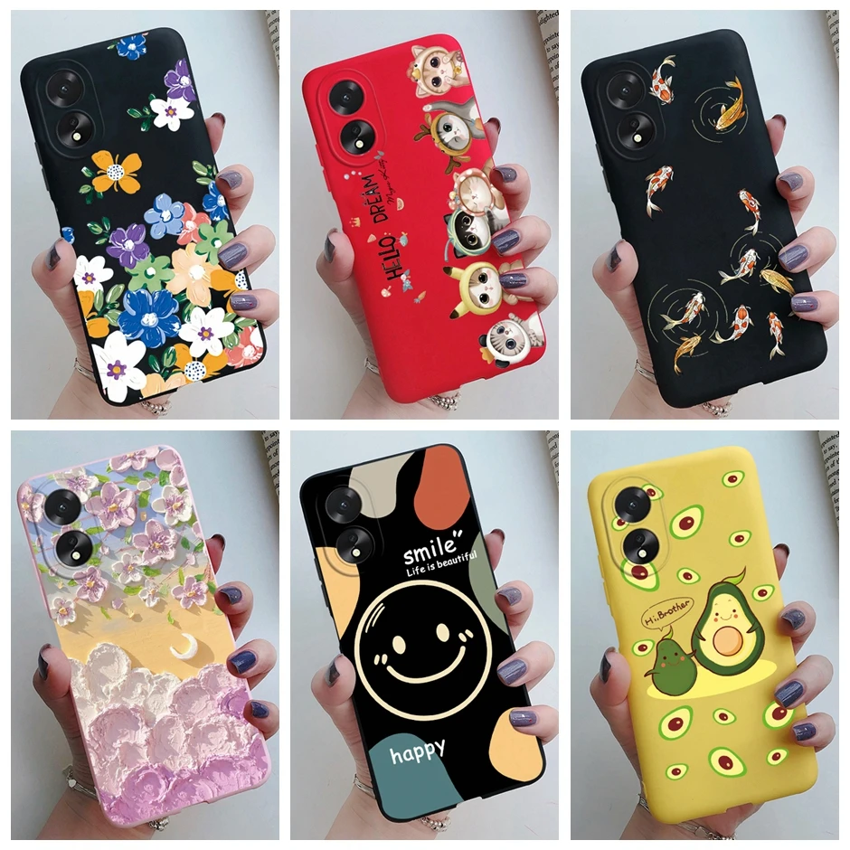 Per Oppo A38 A18 Custodia Cph2579 Custodia Morbida In Silicone Tpu Per Oppo A18 Oppoa38 4G Cover Posteriore Cartoon Fish Coque Funda
