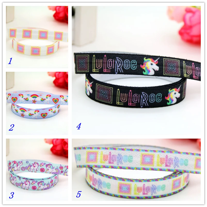 Dumw 5/8 ''Spedizione Gratuita Fold Elastico Foe Lularoe Unicorno Cavallo Stampato Fascia Copricapo Decorazione Fai Da Te All'Ingrosso Oem D445