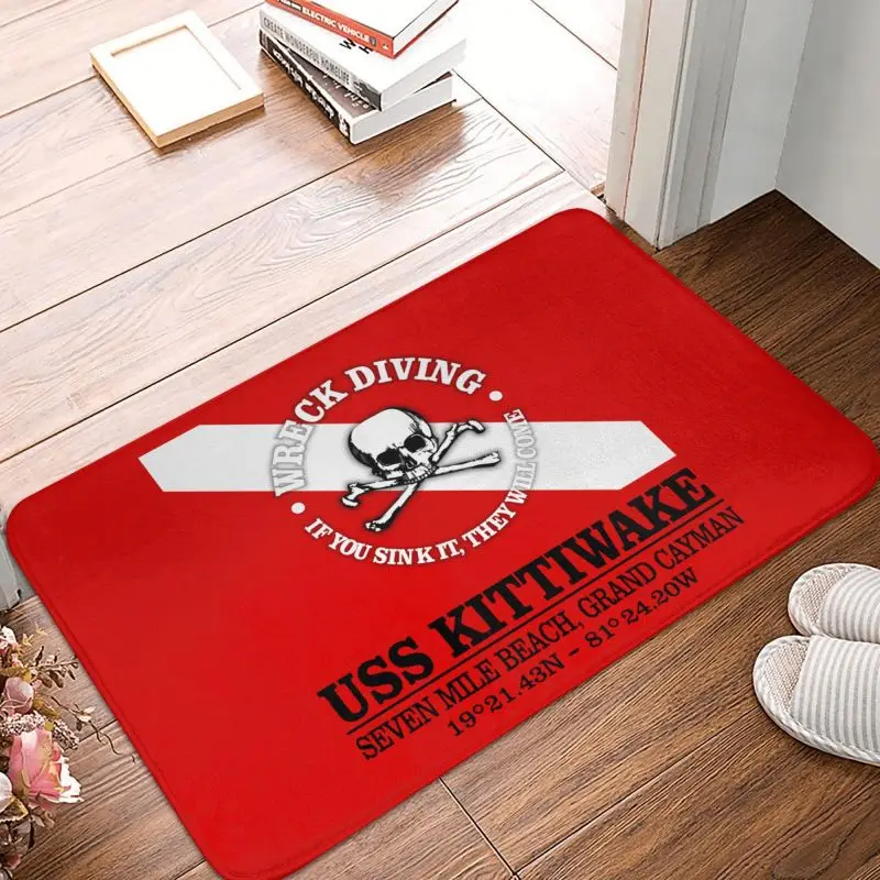 Custom Uss Kittiwake Scuba Diving Zerbino Tappetino Antiscivolo Diver Dive Flag Cucina Bagno Wc Tappeto Tappeto 40*60Cm