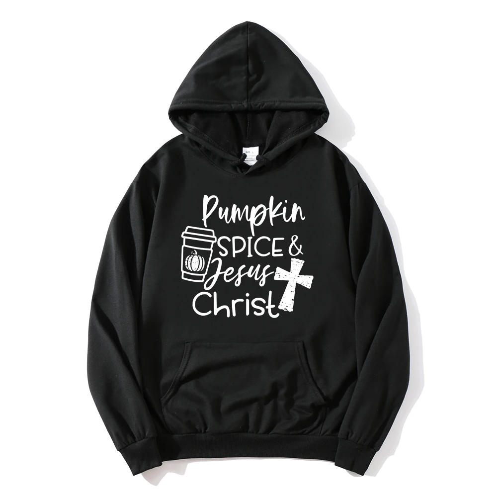 Pumpkin Spice And Jesus Christ Felpa Pumpkin Spice Clothes Autunno Christian Felpa Con Cappuccio Jesus Winter Clothes Women