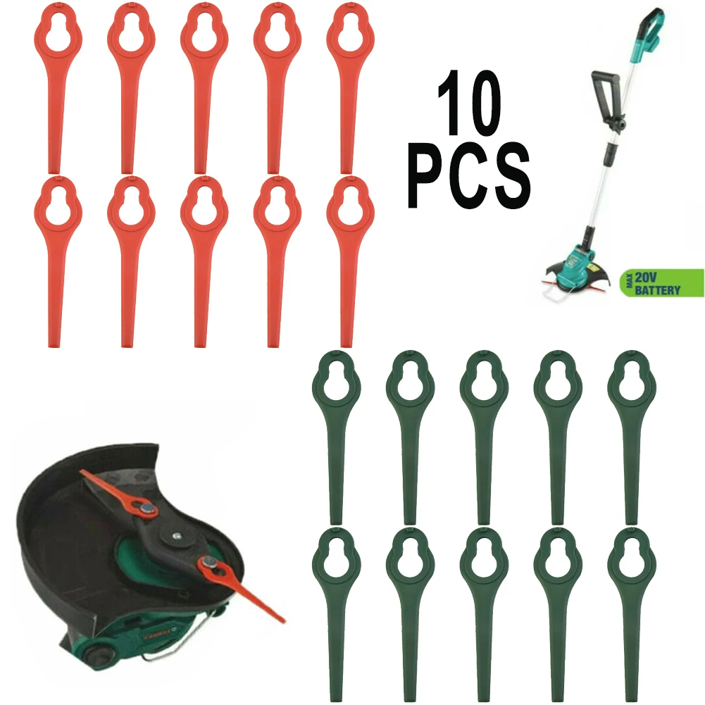 10 Pezzi Per Aldi Ferrex Far 20-1 20V/40V Cordless Grass Strimmer Lame In Plastica 9.5X2.8Cm Accessori Per Elettroutensili Da Giardino