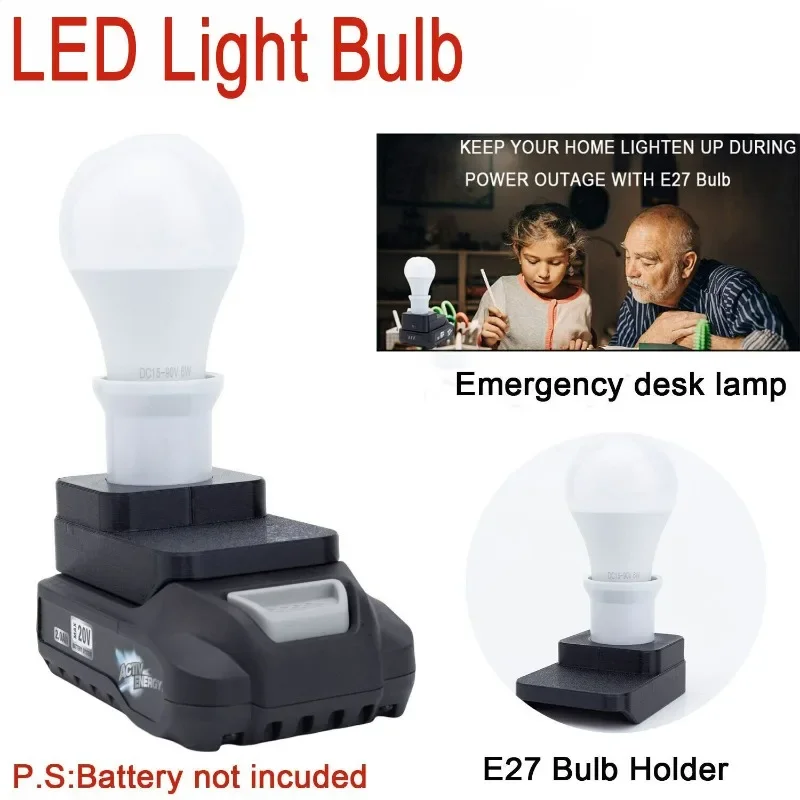 Led Work Light 6000K Lampadine Per Aldi Ferrex Activ Energy 20V Batteria Lampada Di Emergenza Cordless (Non Includere La Batteria)