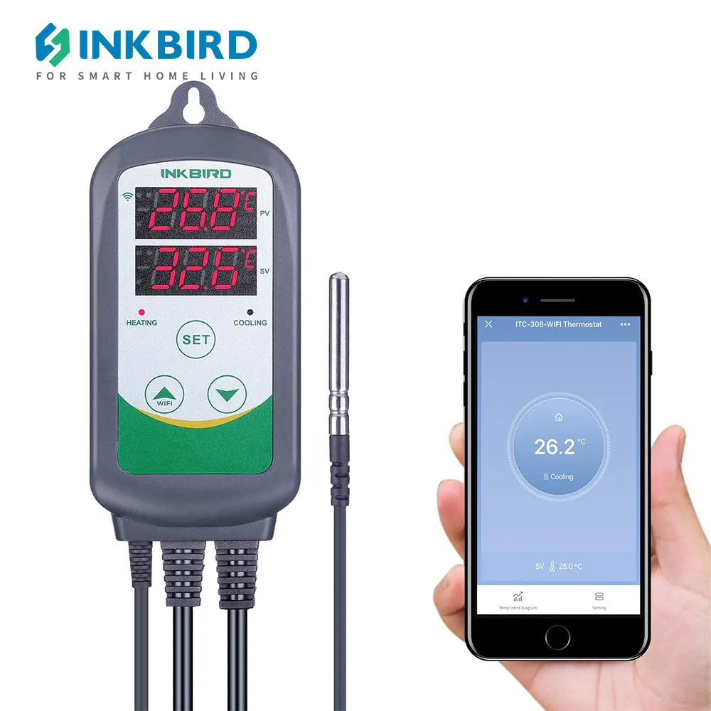 Inkbird Digital Temperature Controller Itc-308-Wifi Riscaldamento A Effetto Serra Raffreddamento Smart Termostato Controller Per Acquario