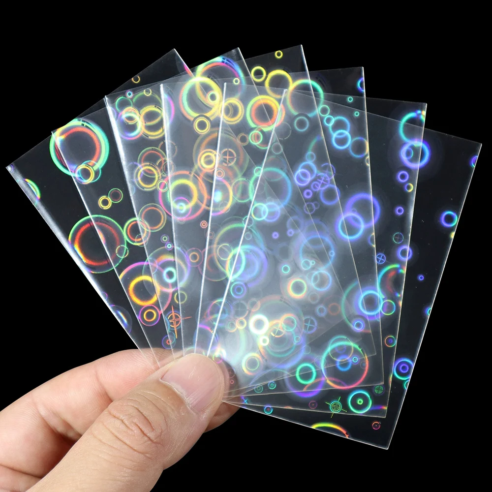 100 Pcs Top Loading Laser Flash Cpp Card Sleeves Bubble Graphic Trading Card Sleeves Photo Cover