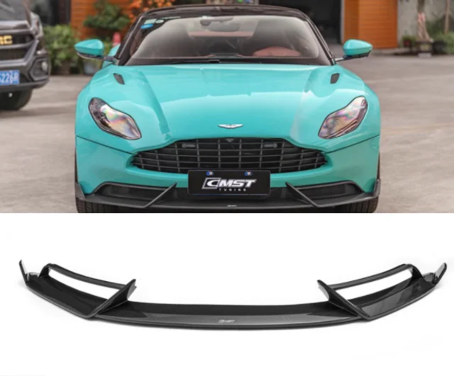 Per Aston Martin Db11 2016-2023 Real Dry Carbon Fiber Car Paraurti Anteriore Splitter Lip Spoiler Side Air Knife