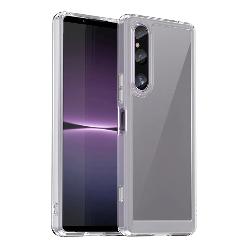 Per Sony Xperia 1 V 10V 5 Gen Case Clear Hard Pc Back + Soft Tpu Bumper Camera Lens Protection Cover Per Sony Xperia 5 V