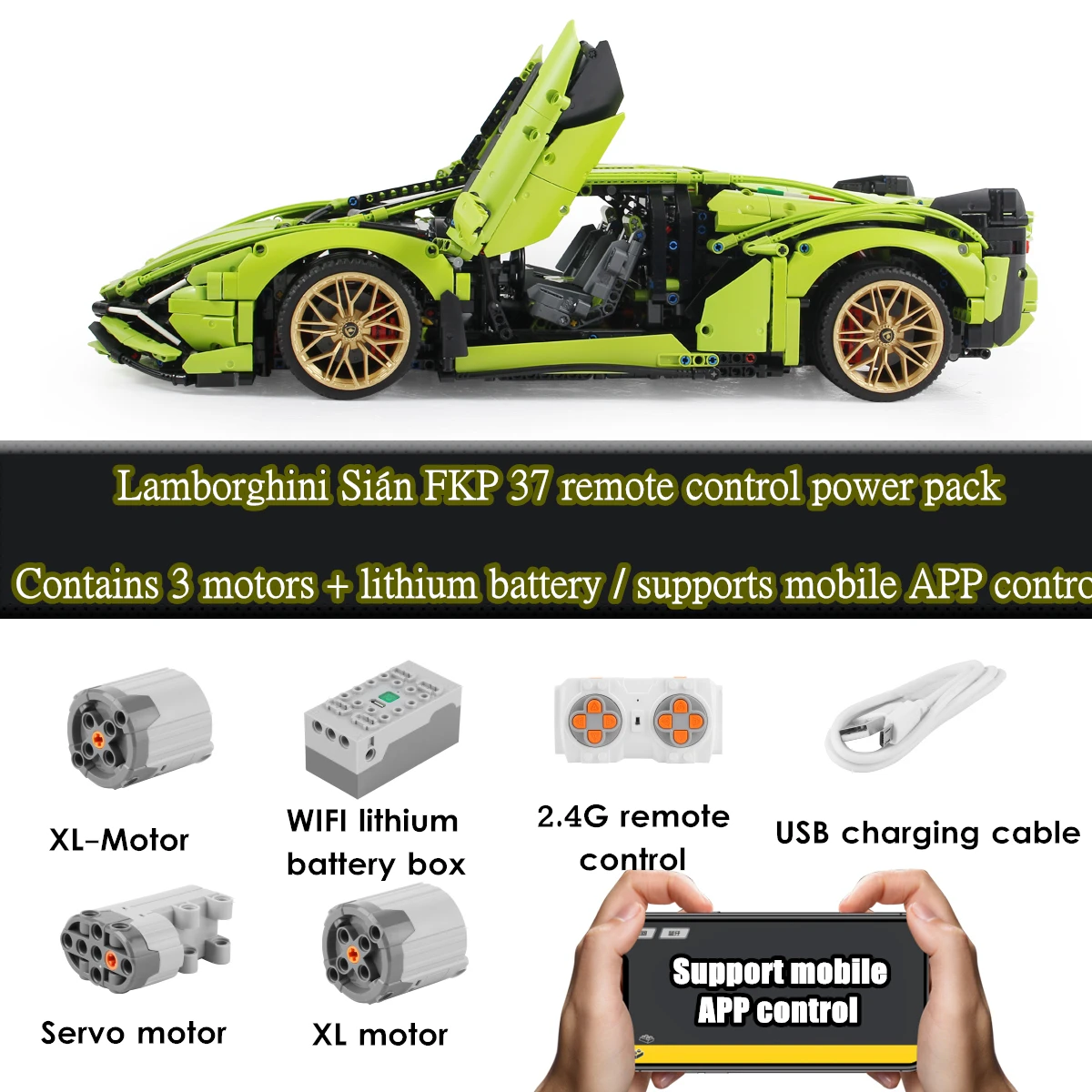 App Rc Led Light Set Per Lambor Sian Fkp 37 Technology Compatibile Con Lego 42115 Remote Control Motor Lepinblocks Bricks Toys
