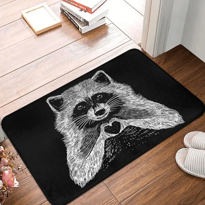 Cute Love Raccoon Front Door Floor Tappetini D'Ingresso Indoor Racoon Panda Kitchen Bath Zerbino Garage Tappeto Tappeto