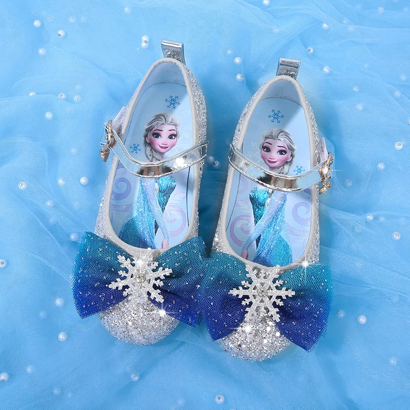 Disney Princess Elsa Shoes Girls' Frozen Fantasy Paillettes Performance Shoes Scarpe Da Ragazza Crystal Soft Sole Performance Shoes Size