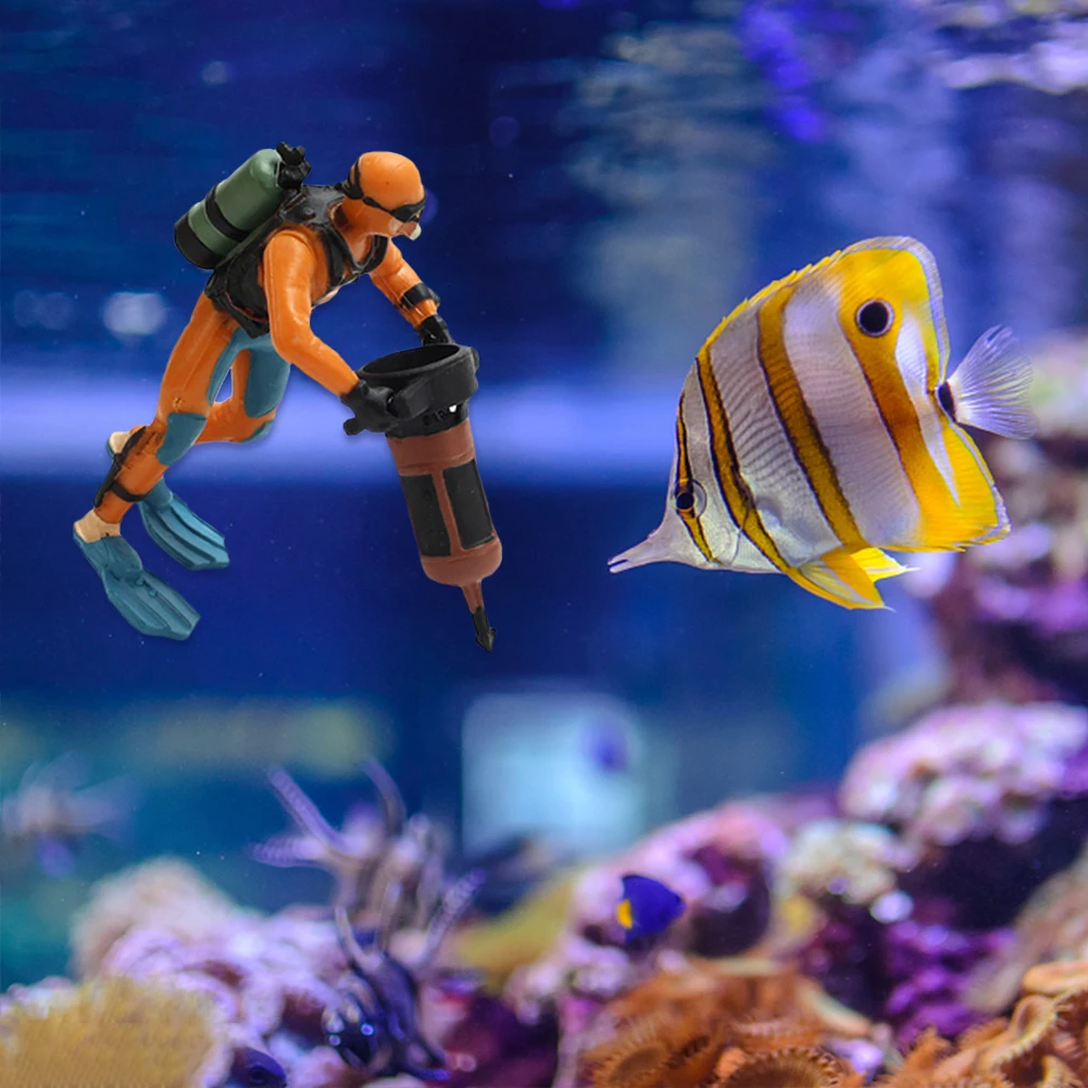 2022 New Treasure Hunter Diver Action Figure Fish Tank Galleggiante Frogman Ornamento Paesaggio Acquario Accessori Decorativi