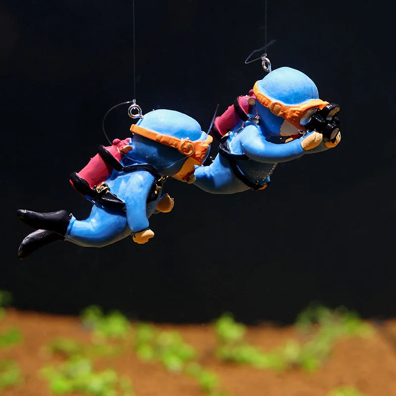 Fish Aquarium Diver Ornaments Mini Diver Simulato Floating Frogman Cute Miniature Figures For Fish Tank Scene Decorations