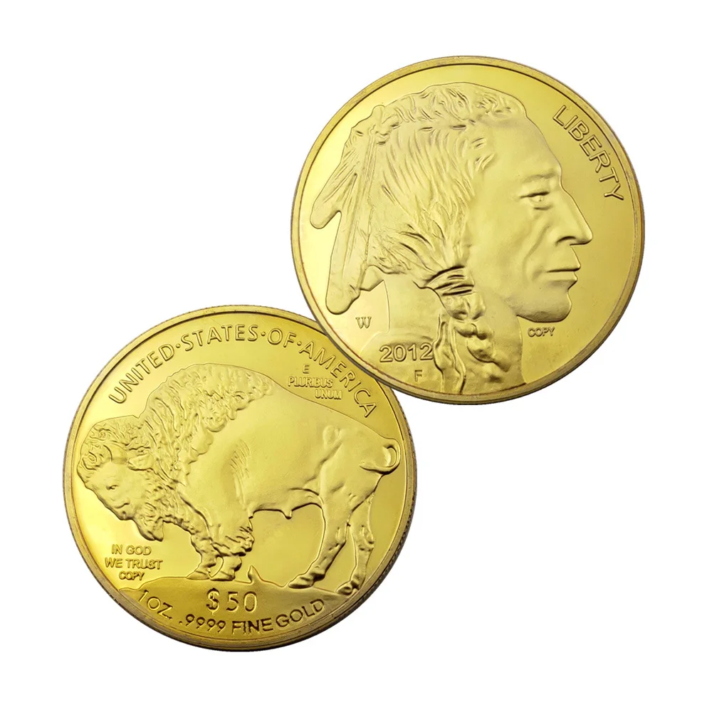 Nativi Americani E Stati Uniti Liberty Buffalo Yak In God We Trust Gold Sfida Moneta Da Collezione 1 Oz 9999 Fine Gold 50 Dollari Copia