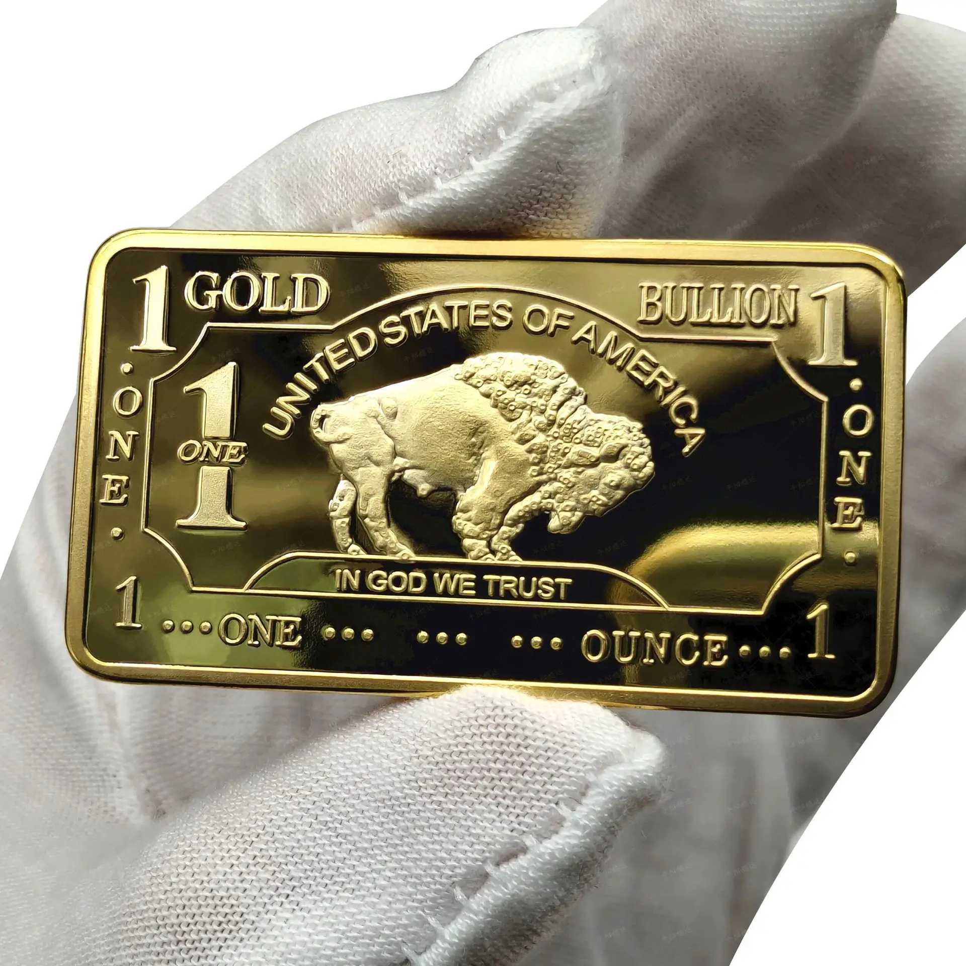 New Gold Plated Bullion Beauty Bar Stati Uniti D'America 1 Troy Oncia Replica Gold Closed Buffalo Bar