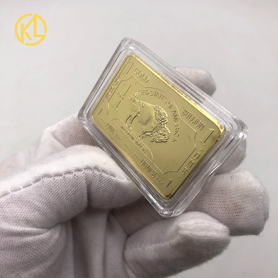 1Oz Troy Oncia American Buffalo 100 Mills .999 Fine Gold Plated Bullion Bar Modern Art Gold Coin Collect Gift