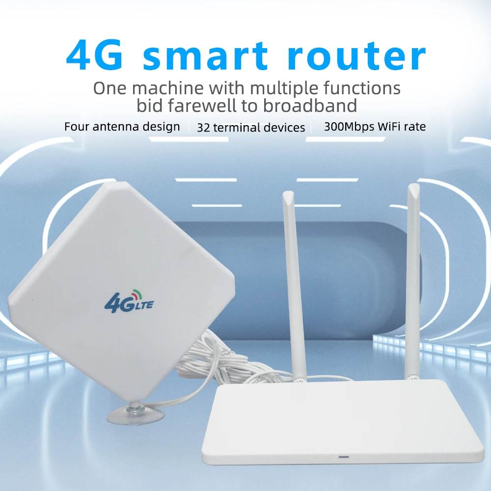 Zbtlink 4G Lte Sim Card Router Wi Fi Con Antenna Esterna 5Dbi Wireless 300Mbps 4G Modem 2 Lan 2.4Ghz Wi-Fi